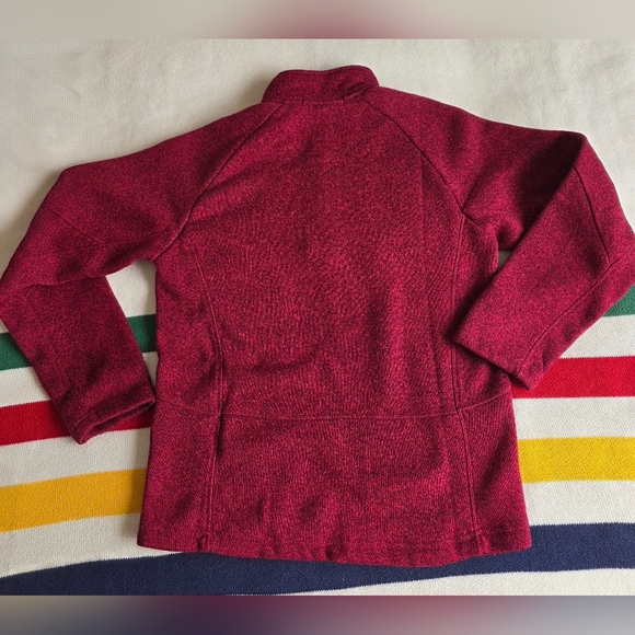 Devon & Jones Raspberry Red Quarter-Zip Fleece Pullover Sweater S Small - Picture 3 of 11